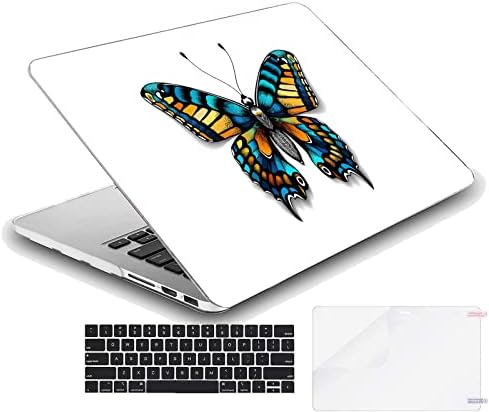 MINGDAO е Съвместим с MacBook Air с 13,6-инчов твърд защитен корпус Cace и капака на клавиатурата (A2681, чип M2, випуск 2022 г.) - Blue Butterfly Machaon